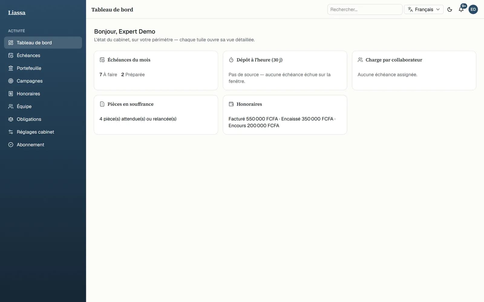 Liassa — an accounting firm dashboard