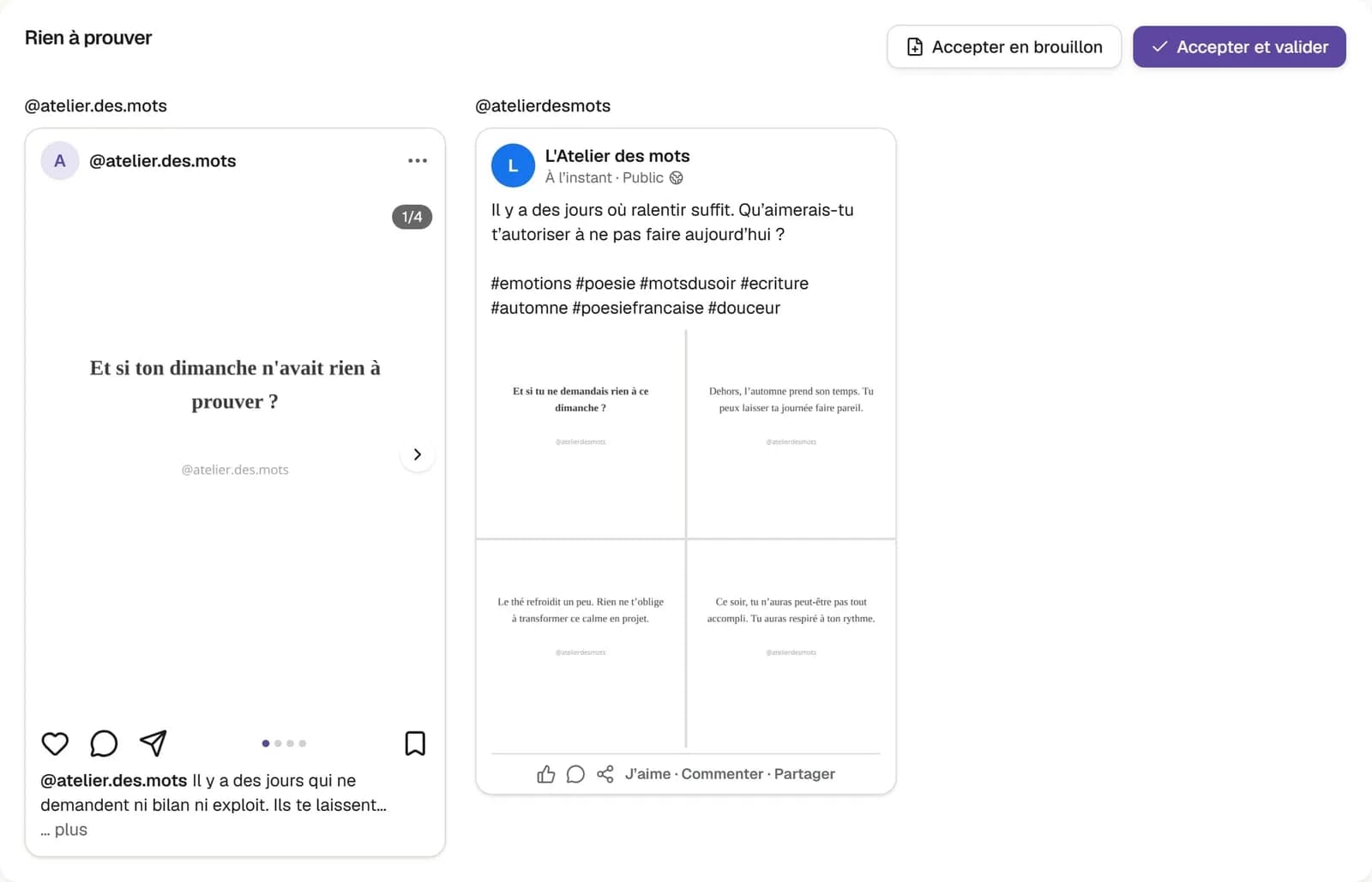 Postelier — AI proposals, adapted per account